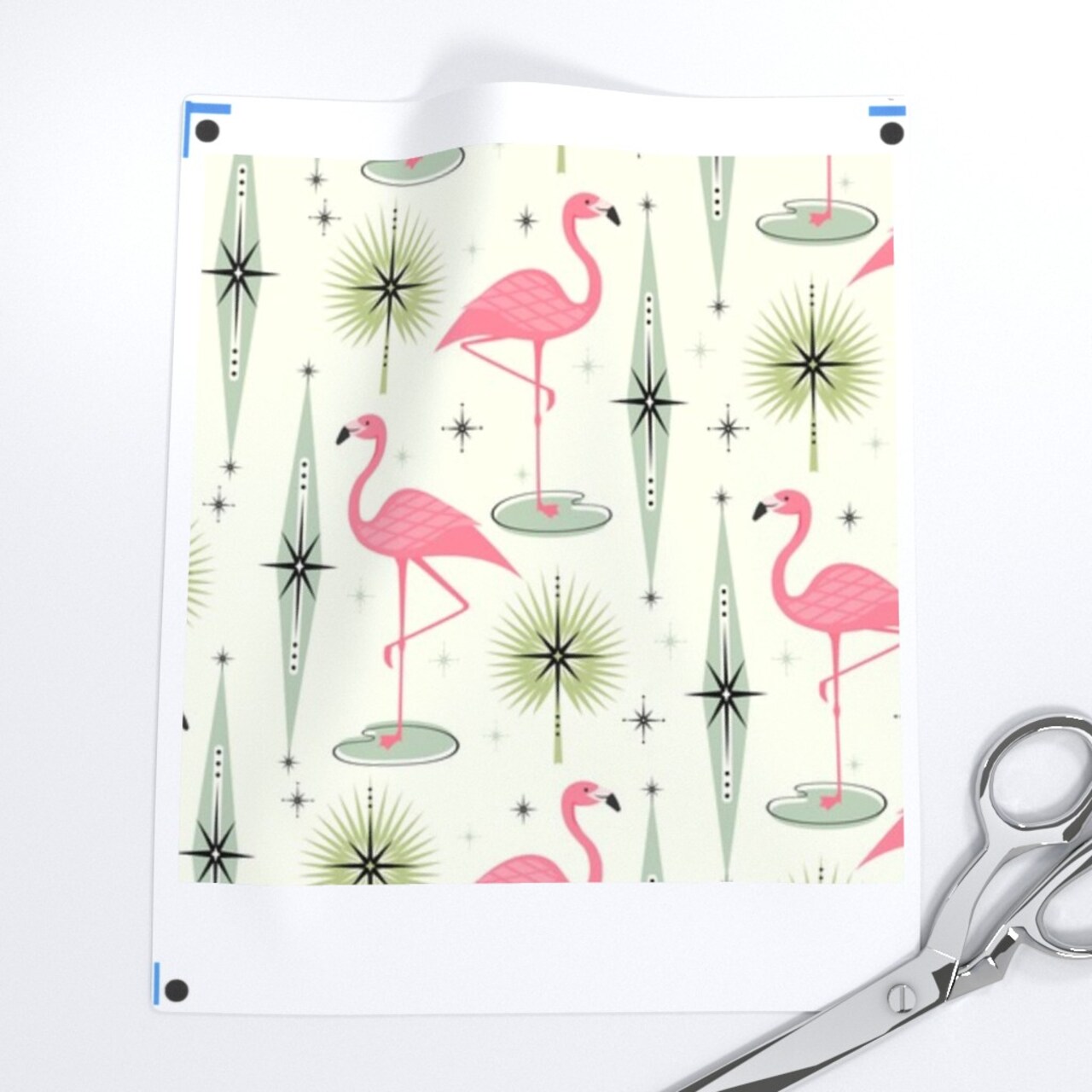 Atomic Flamingo Vertical Pink Flamingos Palm Leaves Diamonds Mid Century Retro Fifties 1950S Birds Exotic Custom Removable Wallpaper by Spoonflower Peel & Stick Wallpaper 2FT Wide